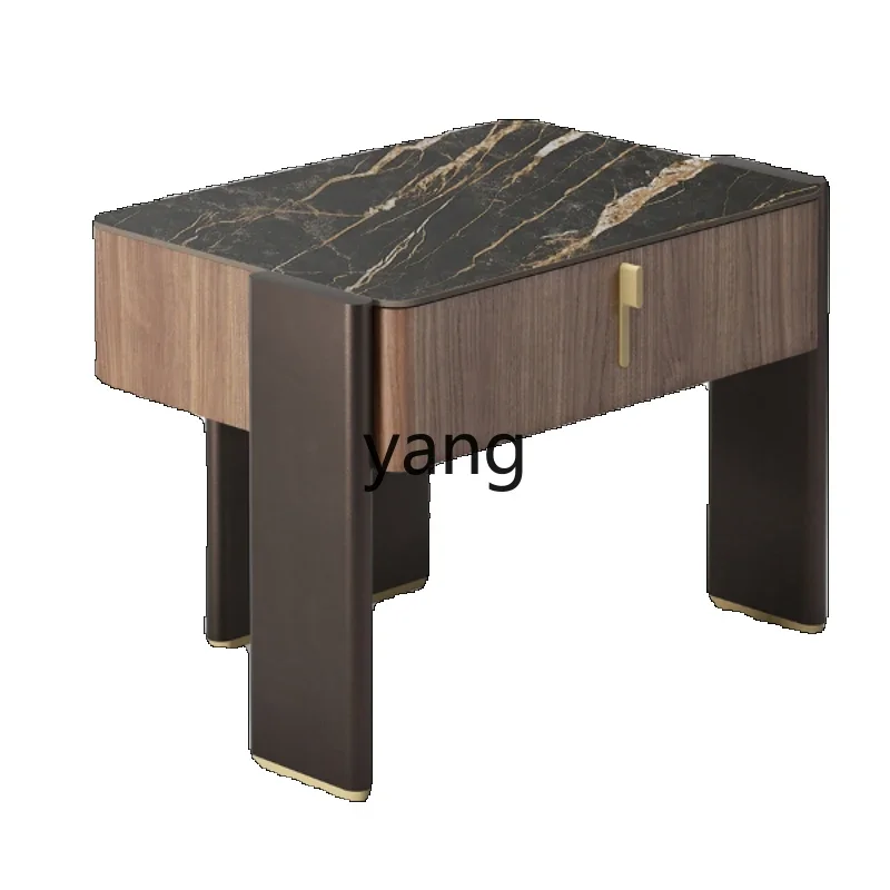 Yjq Modern Simple Bedside Table Storage Bed Side Cabinet Bedroom Simple Metal High-End High-End