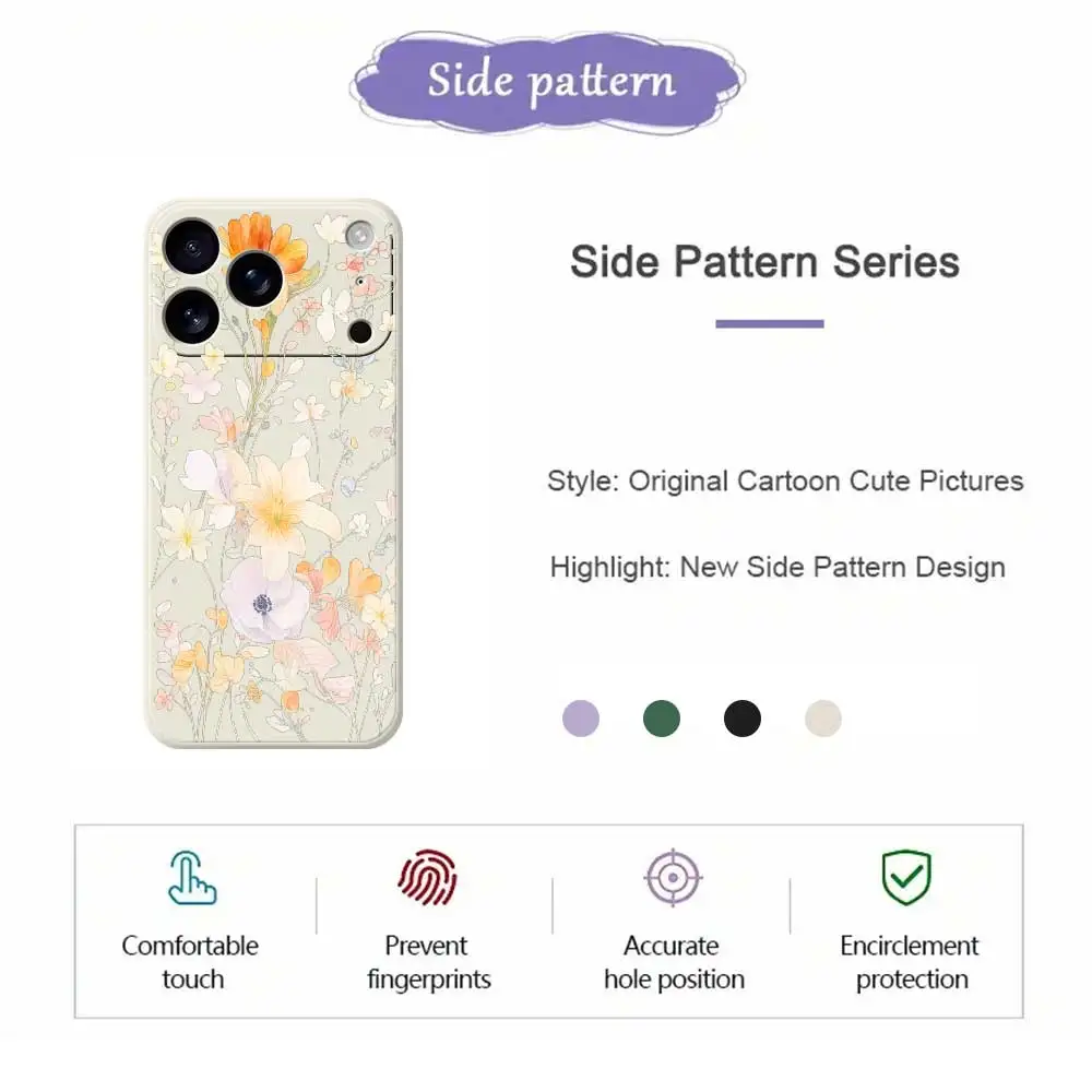 เคสโทรศัพท์ลายดอกไม้สด สำหรับ iPhone 17 Pro Max 17 Air 16 15 14 13 12 11 Pro Max XS Max 7 8 Plus 16e 16 15 Plus  วัสดุ TPU