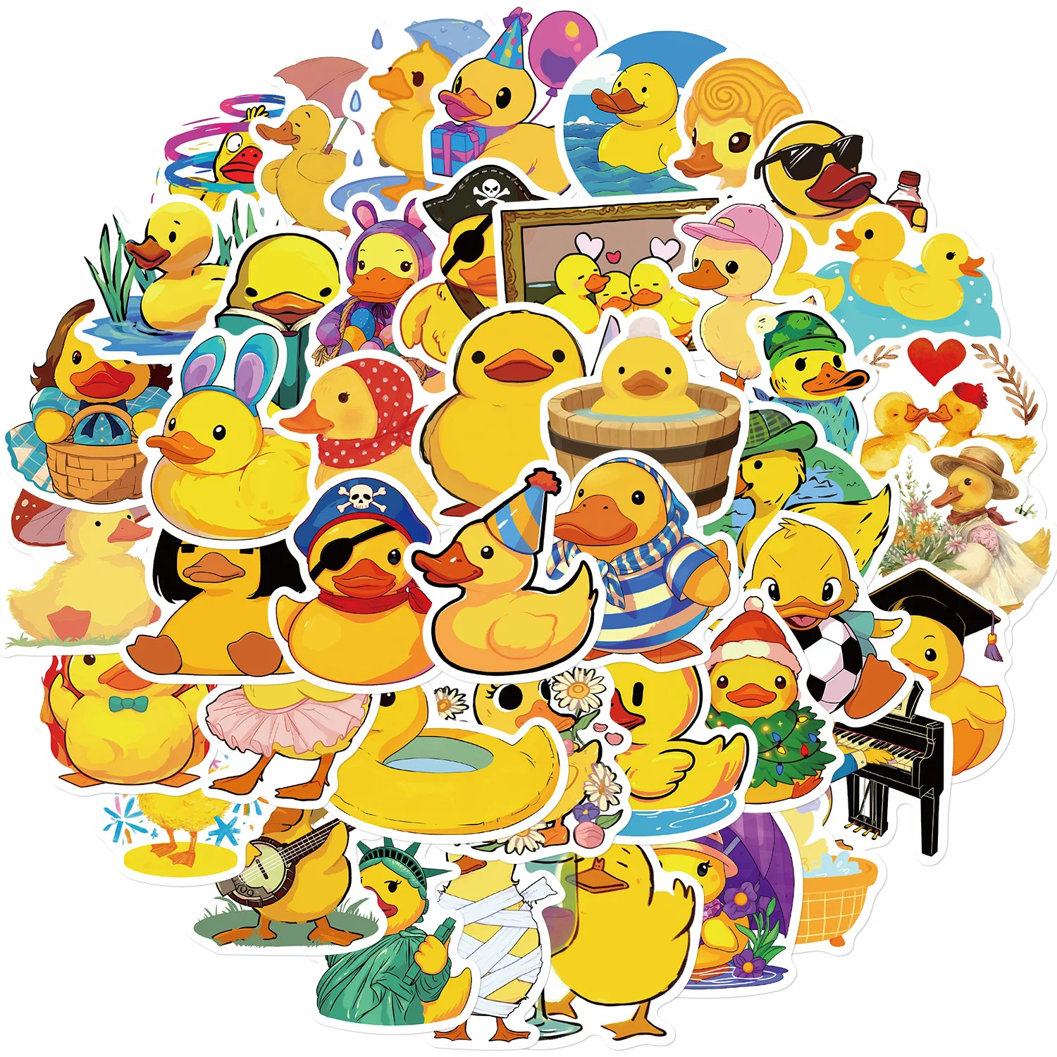 50 Stück gelbe Enten-Aufkleber, niedliche Enten-Aufkleber, Geschenke für Wasserflaschen, Enten-Vinyl-Aufkleber, Aufkleber, wasserfeste Flaschen-Aufkleber