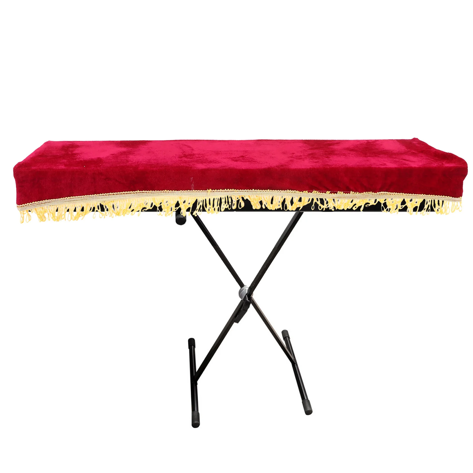 

1Pcs Electronic Piano Dust Cover Durable Cloth Adjustable Drawstring Fit 61 Key Keyboard Protective Cover Red Tassels