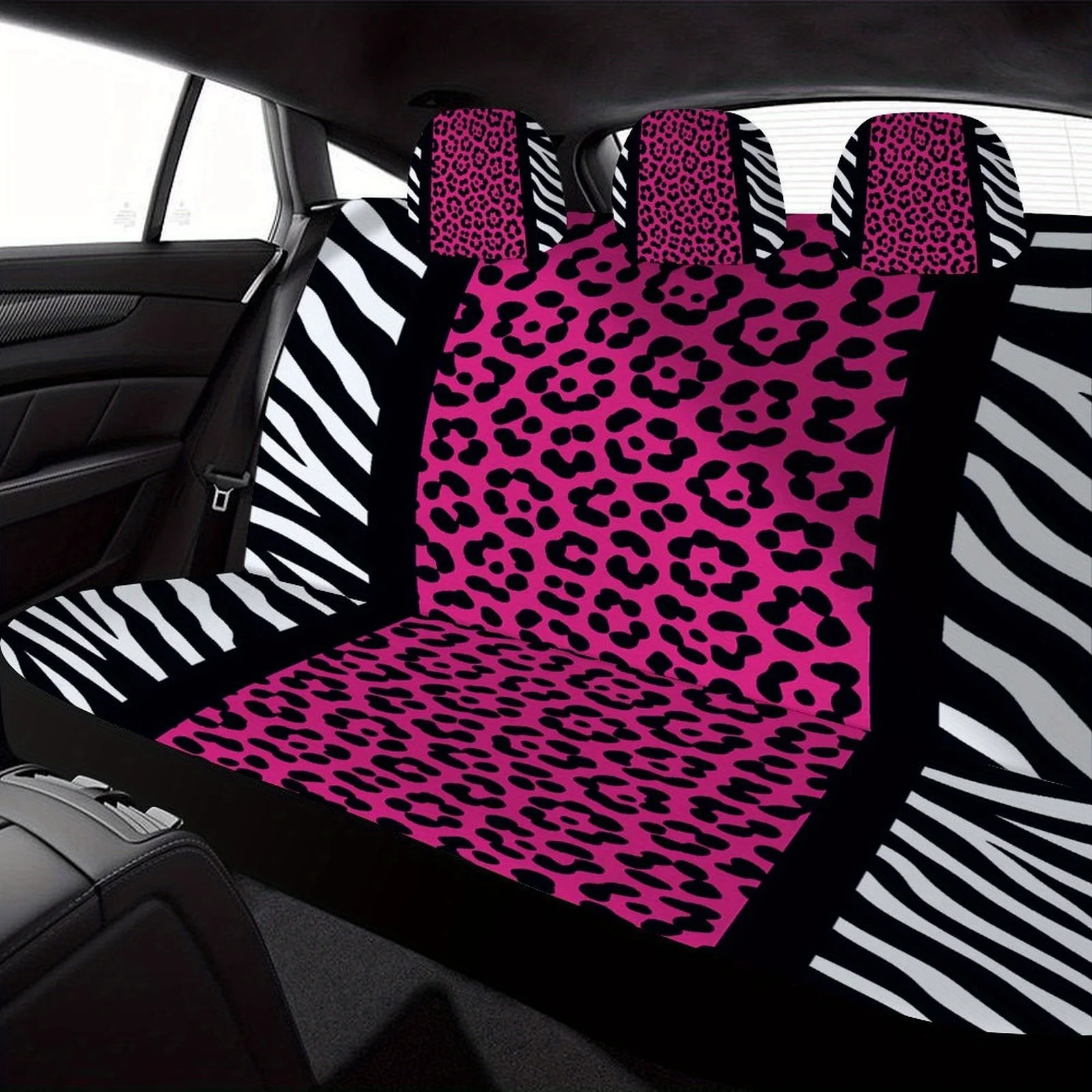 

Zebra And Leopard Print Designed Car Seat Covers Set For Most Cars, Trendy Novelty Decorative Car Seat Protector Covers Full Set