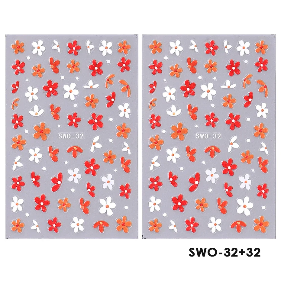 2 stuks zoete element nail art stickers eenvoudige bloem hart kersen aardbei kawaii stickers kleurrijke boog vlinder manicure sliders