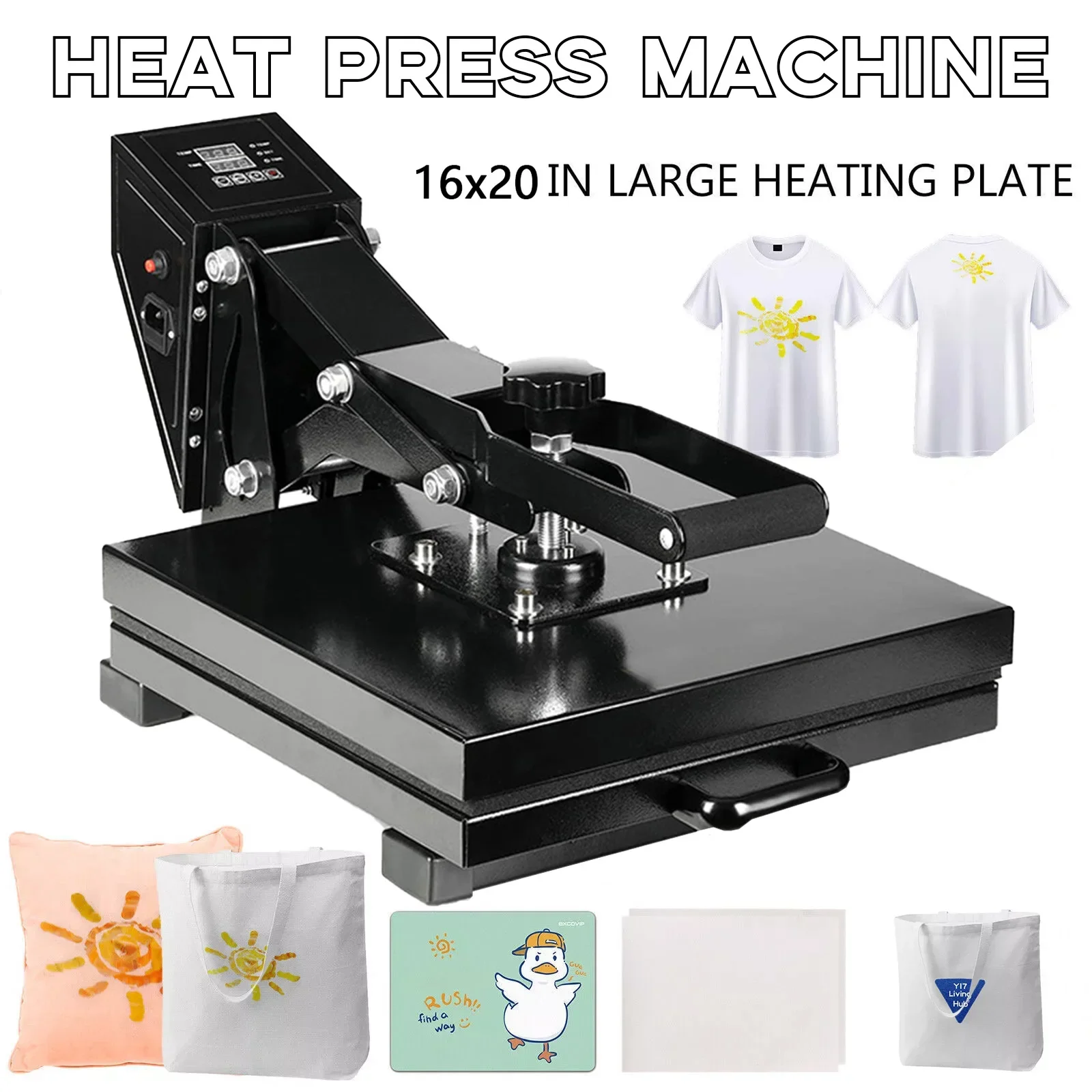 

16"x20" Heat Press Machine Digital Muntifunctional Sublimation Clamshell DIY Slide Out Function Heavy for T-Shirts Bag Mousepad