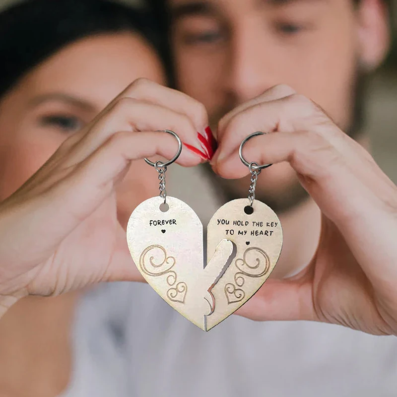 

Valentine Couple Keychain Couples Gifts For Boyfriend Girlfriend Birthday Keychain Matching Couple Stuff Wooden Spoof Wedding