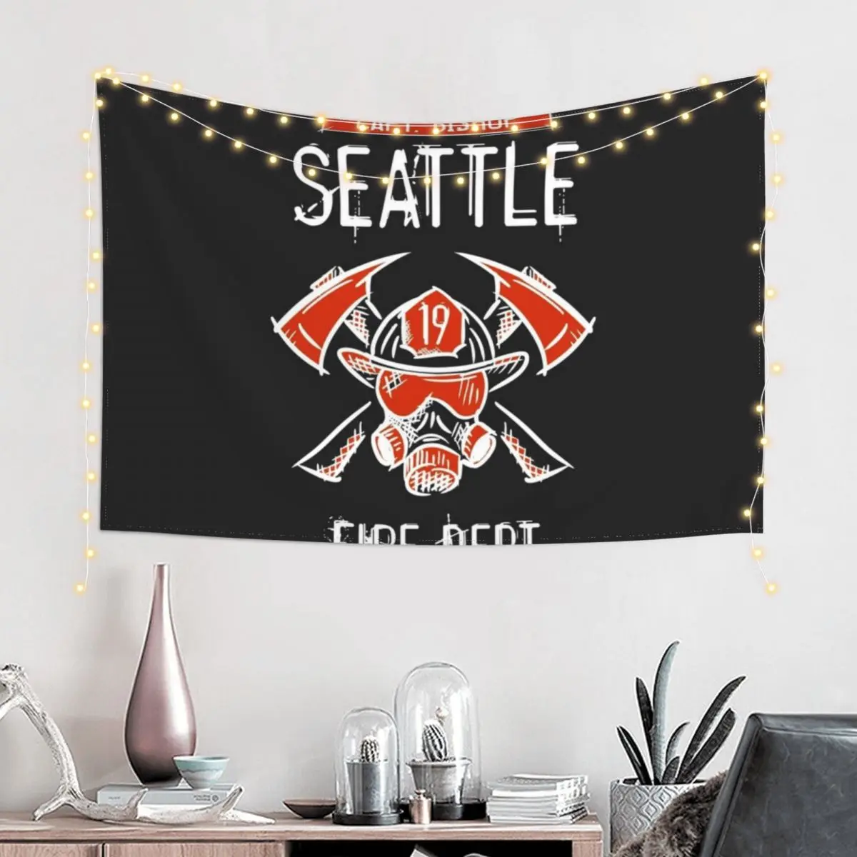 

Station 19. Captain CAPT. Maya Bishop. Seattle Firefighters, Fire Department. Tapestry Art Mural Decoration Aesthetic Tapestry