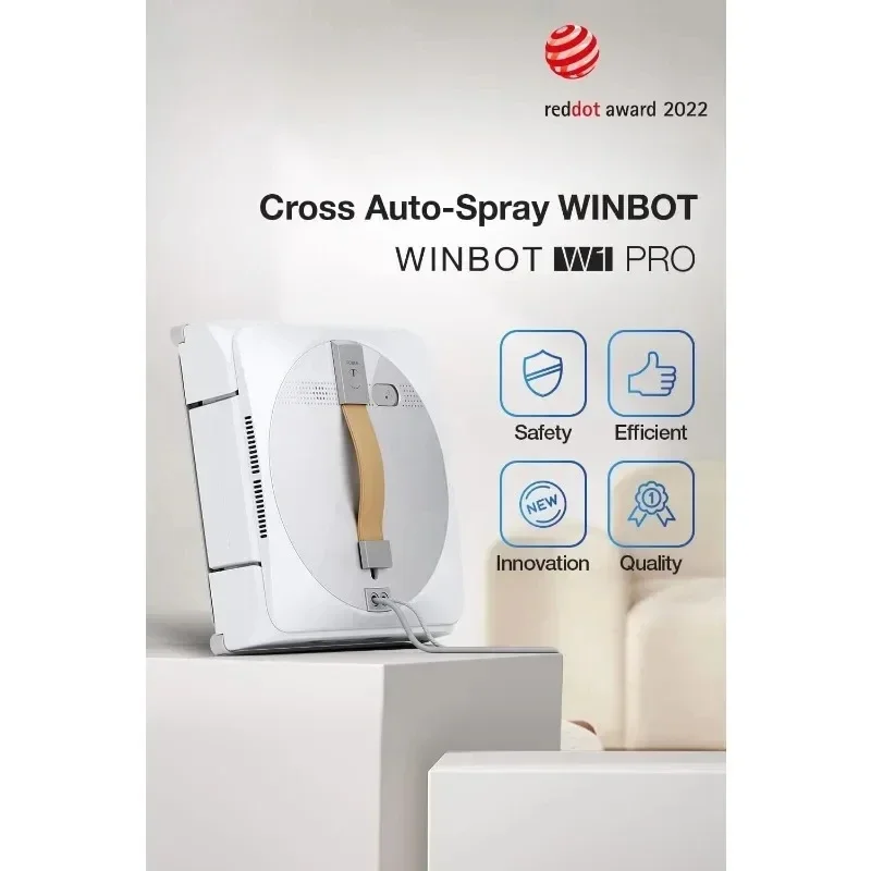 Winbot W1 Pro Window Cleaning Robot, Intelligent Cleaning with Dual Cross Water Spray Technology, Win SLAM 3.0 Path Planning