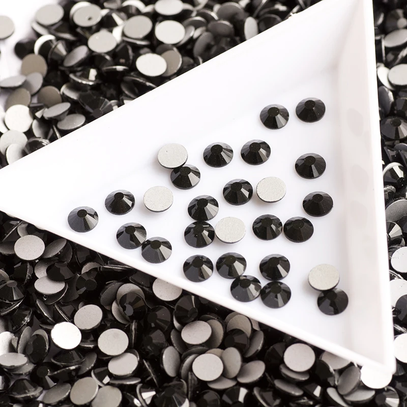 Schwarze Kristall-Strasssteine ohne Hotfix, flache Rückseite, zum Korrigieren von Kleidungsstücken, nicht zum Aufbügeln, Pixie Strass zur Kleidungsdekoration, alle Größen – Detail 4