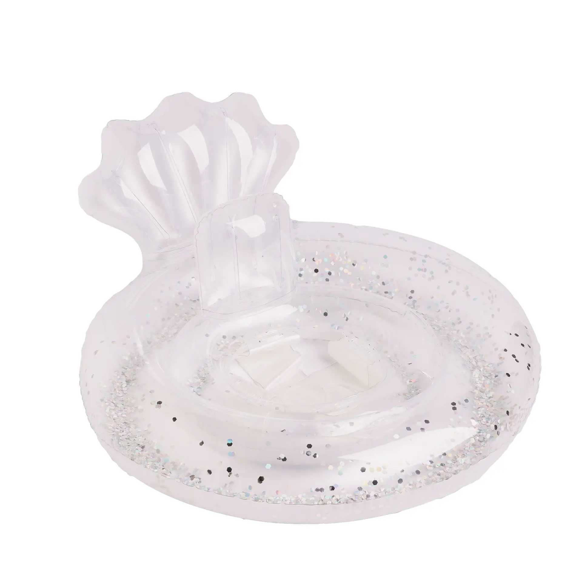 جديد واضح Giltter السباحة مقعد قذيفة حورية البحر مع مسند الظهر بركة بالون سباحة مستدير قابل للنفخ بركة العائمة ألعاب احتفالات الشاطئ