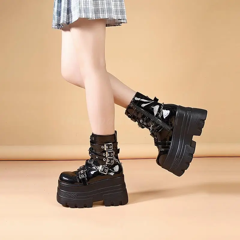 

Long Leg Punk Style Cos Heightening Platform Women's Small Goth Style Medium Tube Locomotive Short Boots 11.5cm