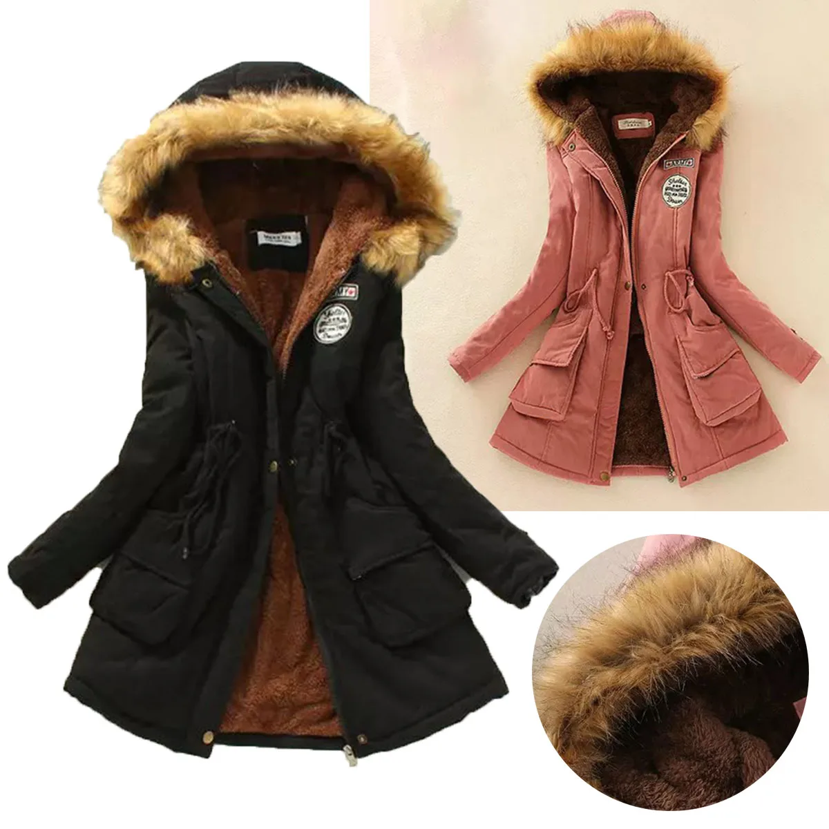 

New Winter Women Cotton Jacket Padded Casual Slim Coat Emboridery Mid length Hooded Parkas Female Thick Wadded Warm Overcoat