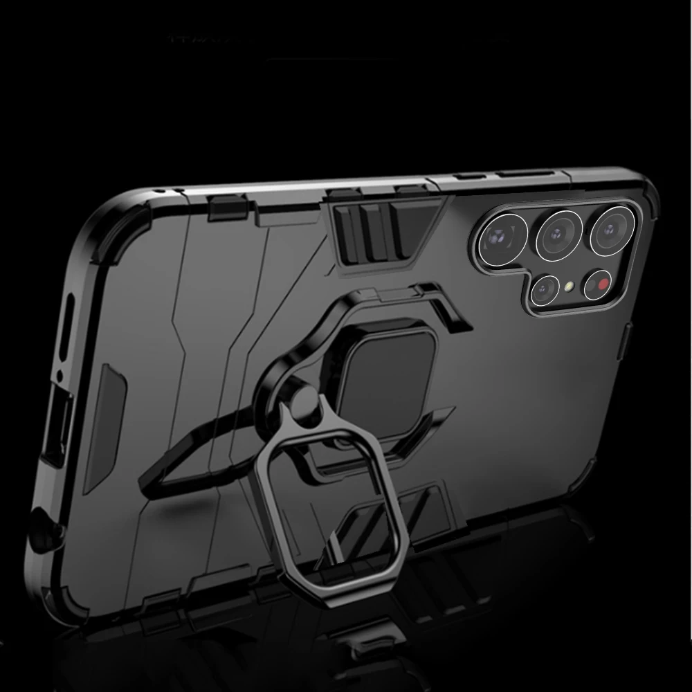 For Samsung Galaxy S23 Ultra S22 S21 S20 S10 Plus 5G S9 Case Armor PC Cover Metal Ring Holder Phone Case For Samsung Note20 10 9