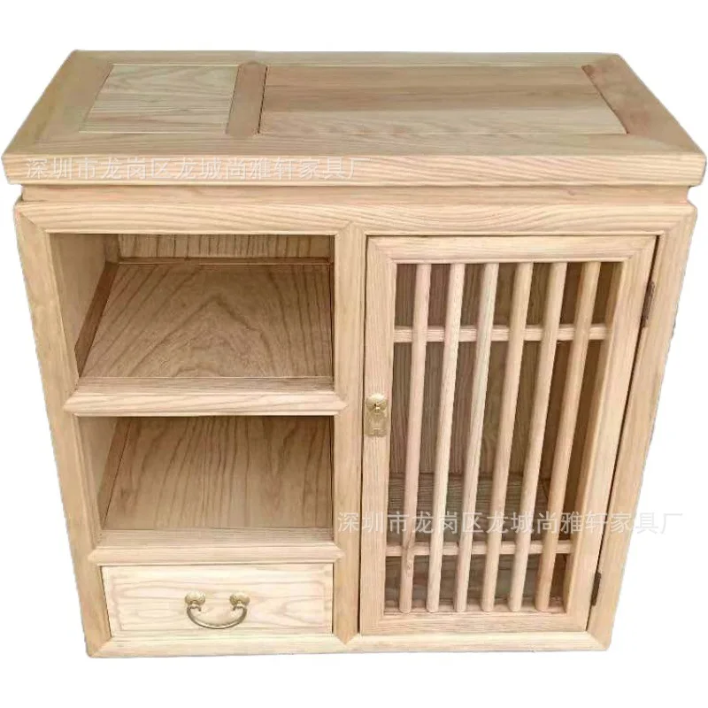 

New Chinese ash wood tea cabinet Solid wood tea side cabinet Log walnut induction cooker Boiling water integrated