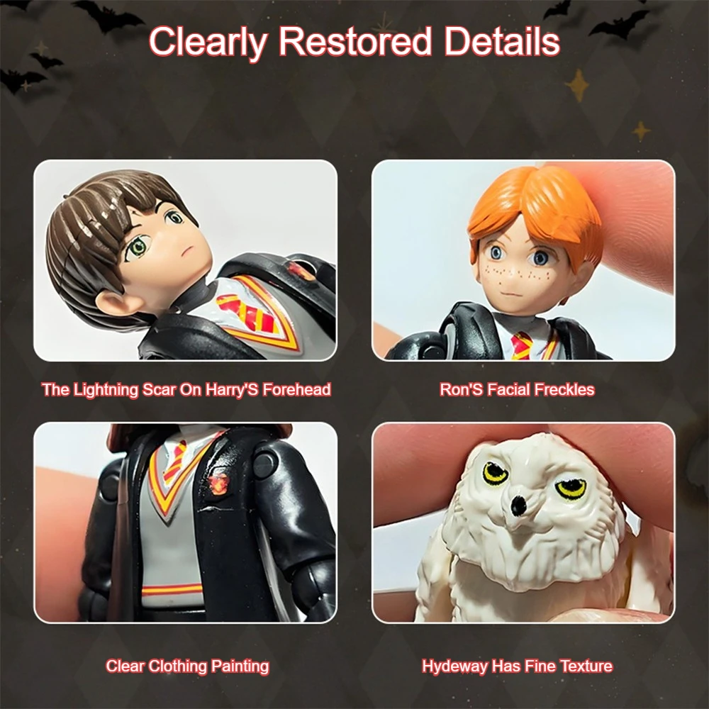 1/4 pçs harry potter caixa cega figura brinquedos filme hermione ron hedwig montado figuras coleção q versão modelo ornamentos presentes