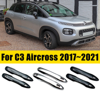 Door Handle Covers Trim For Citroen C3 Aircross A88 2017~2021 Anti-scratch Carbon Fiber Chrome Luxurious Car Accessories