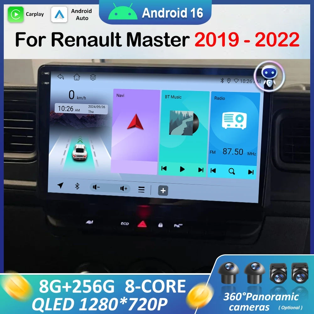 

10.1 inch for Renault Master 2019 2020 2021 2022 WiFi Android 16 DSP Stereo Navigation GPS Cooling fan BT Auto Tools No 2 din 4G