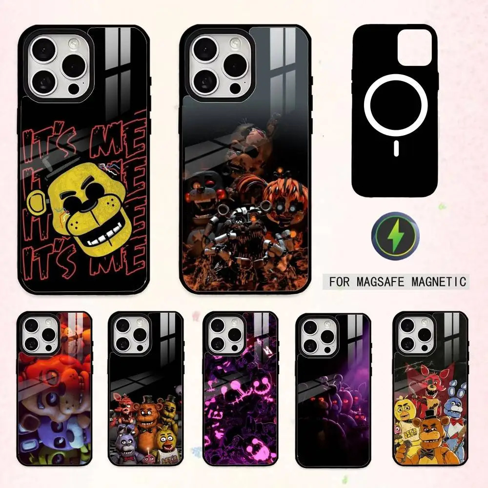 

Five N-Nights At F-Freddys Fnaf Phone Case For iPhone17,16,15,14,13,12,11 Plus,Pro Max Magnetic For Magsafe Wireless Charging