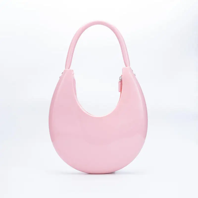 2024 Fashion Handheld Bags Jelly Bags PVC Female New Shoulder Bags Crossbody Bags New Moon Package Leisure Women Axillary Bags