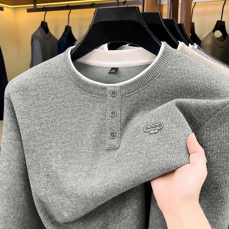 Exquisiter bestickter Herren-Langarm-Pullover, Luxusmarke, Herbst, Baumwolle, Rundhals-Pullover, Strickware, modische Freizeitkleidung für Herren – Detail 5