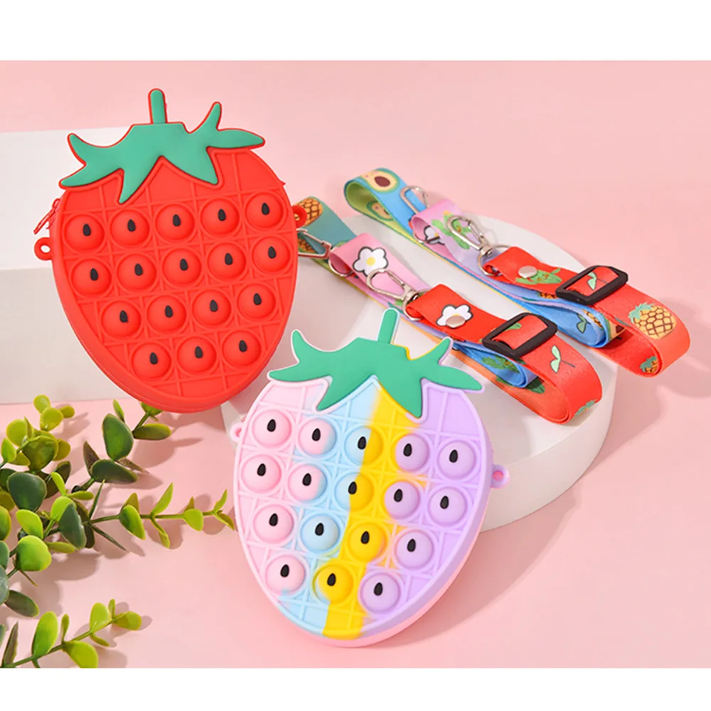 

Popping Its Messenger Bag Pineapple Squeeze Toys Silicone Push Bubble Bag Crossbody Reliver Autism Handbag Coin Purse for Kids