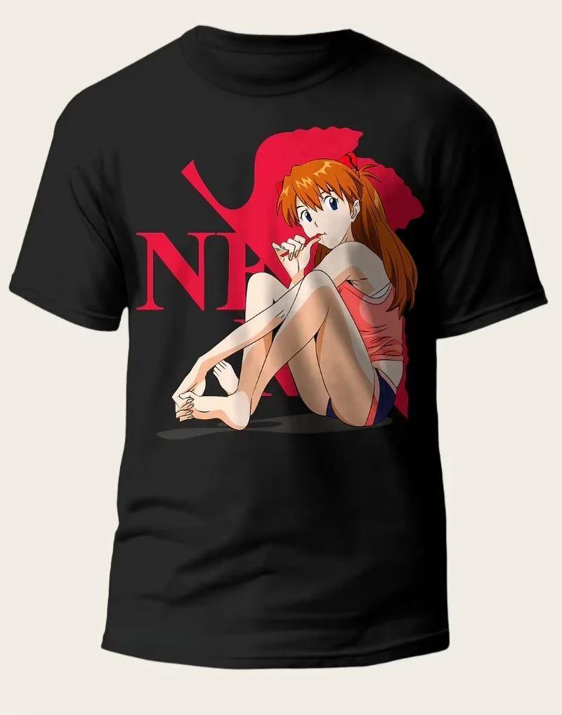 Neon Genesis Evangelion Anime Asuka Printed T-shirt Men's and Women's T-shirt Men's Top Sports T-shirt 2026 Summer New Tee
