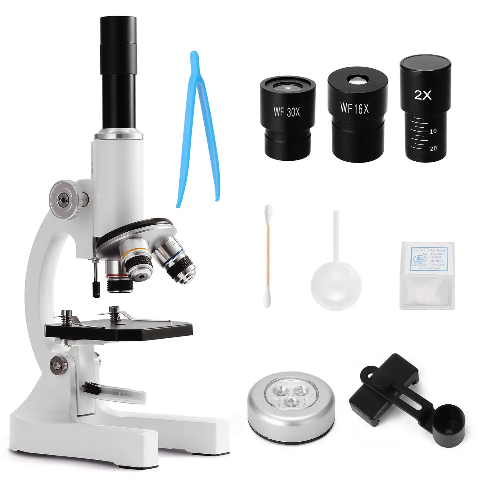 Microscope for Adults Kids 64X-2400X Magnification Compound Microscope with Microscope Slides Fill Light for Children Students