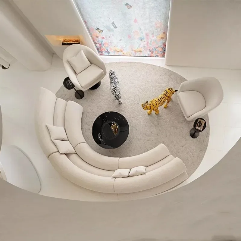 Italian minimalist curved scroll sofa designer, a sofa full of rest and vacation art