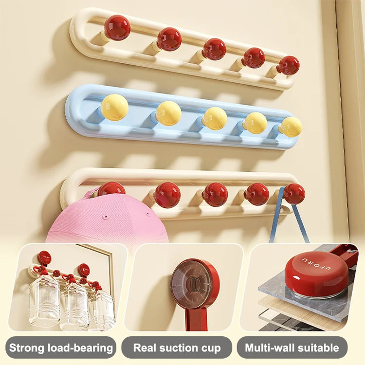 UFORU Dopamin-Saugnapfhaken – stanzfreie Badezimmer-Wandhalterung mit Kugeldesign – Detail 3