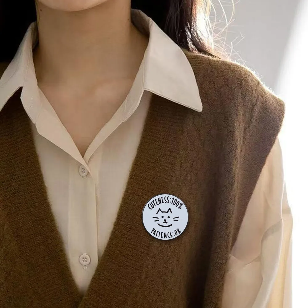 Lustige Katzen-Emaille-Pins Niedlichkeit 100% Geduld 0% Tier-Broschen Kreative und Humorvolle Abzeichen Schmuckgeschenk für einen Freund – Detail 8