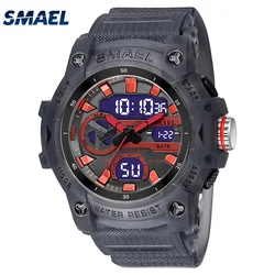 Mens Watches Waterproof Clock SMAEL Brand Quartz Wristwatches Military Digital Watch LED Shock 8086 Men Watch Sport Clocks