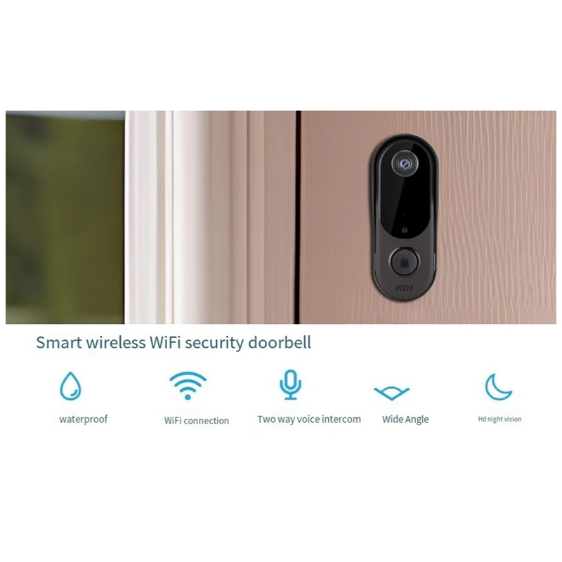 Smart Home Security Doorbell Camera Wifi Video 2Way Audio Door Bell Wireless Wifi Doorbell Black For Home/Office