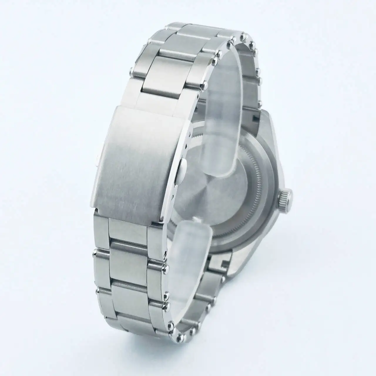 NEITON 39mm EXP 24 horas moldura fixa NH34 NH35 NH36 NH38 caixa de relógio de vidro safira pulseira sólida caixa de aço inoxidável