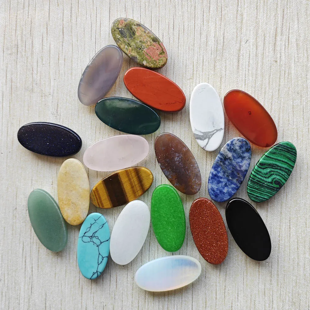 Fashion Mix natural Stone oval cabochons beads diy Jewelry accessories making 15x30mm Wholesale 20pcs/Lot fast shipping