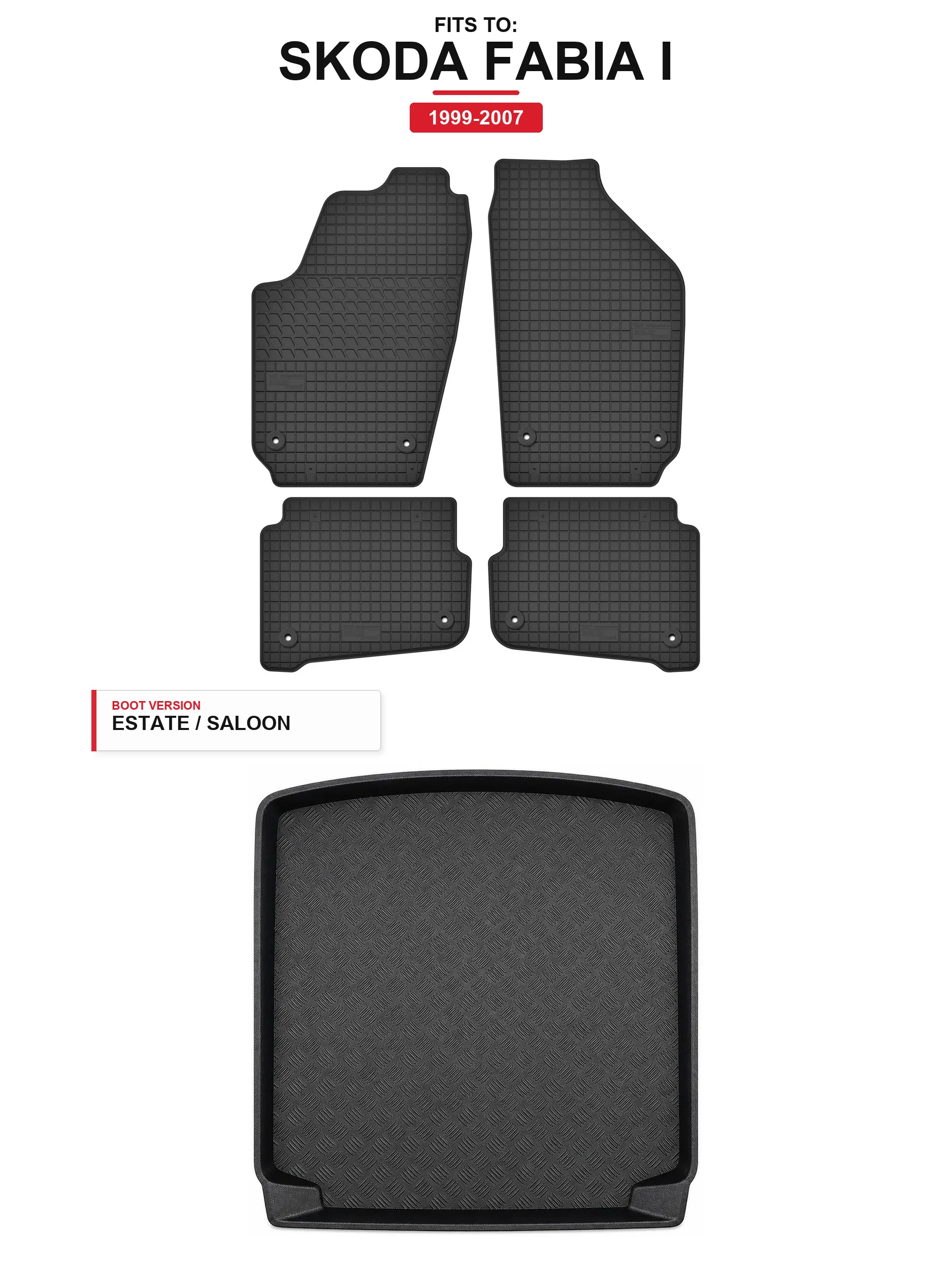 Solidtread rubberen vloermatten + bagagemat voor: Skoda Fabia I 1999-2007