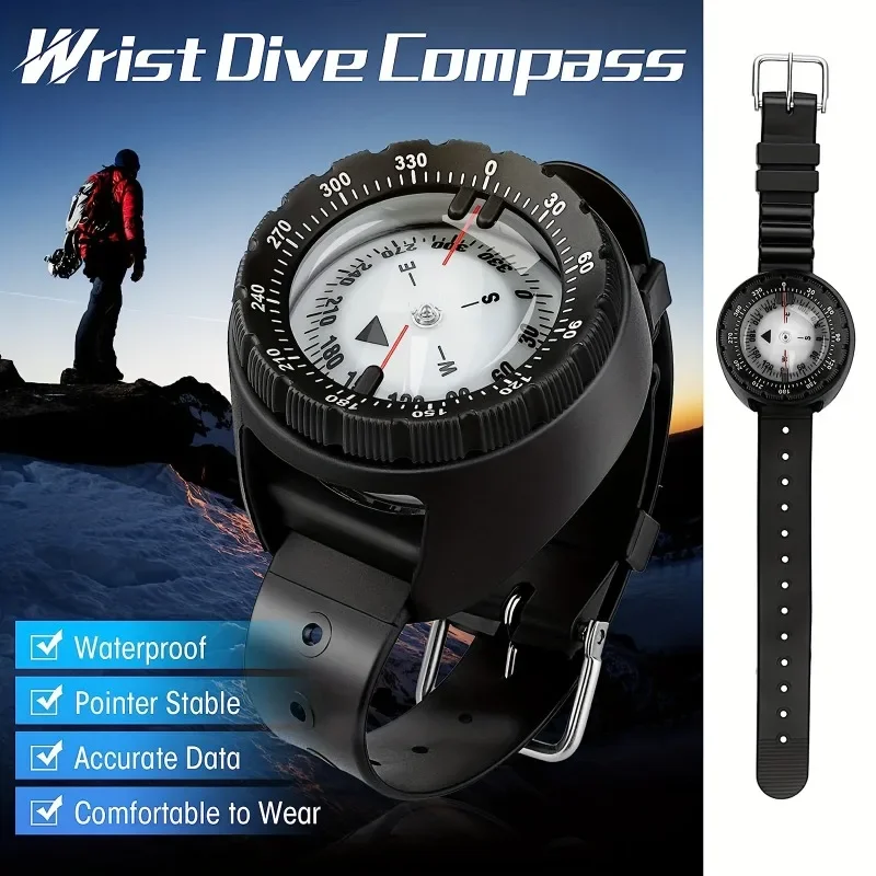 50m Digital Underwater Diving Compass Professional Waterproof Navigator Digital Scuba Luminous Balanced Watch for Swimming