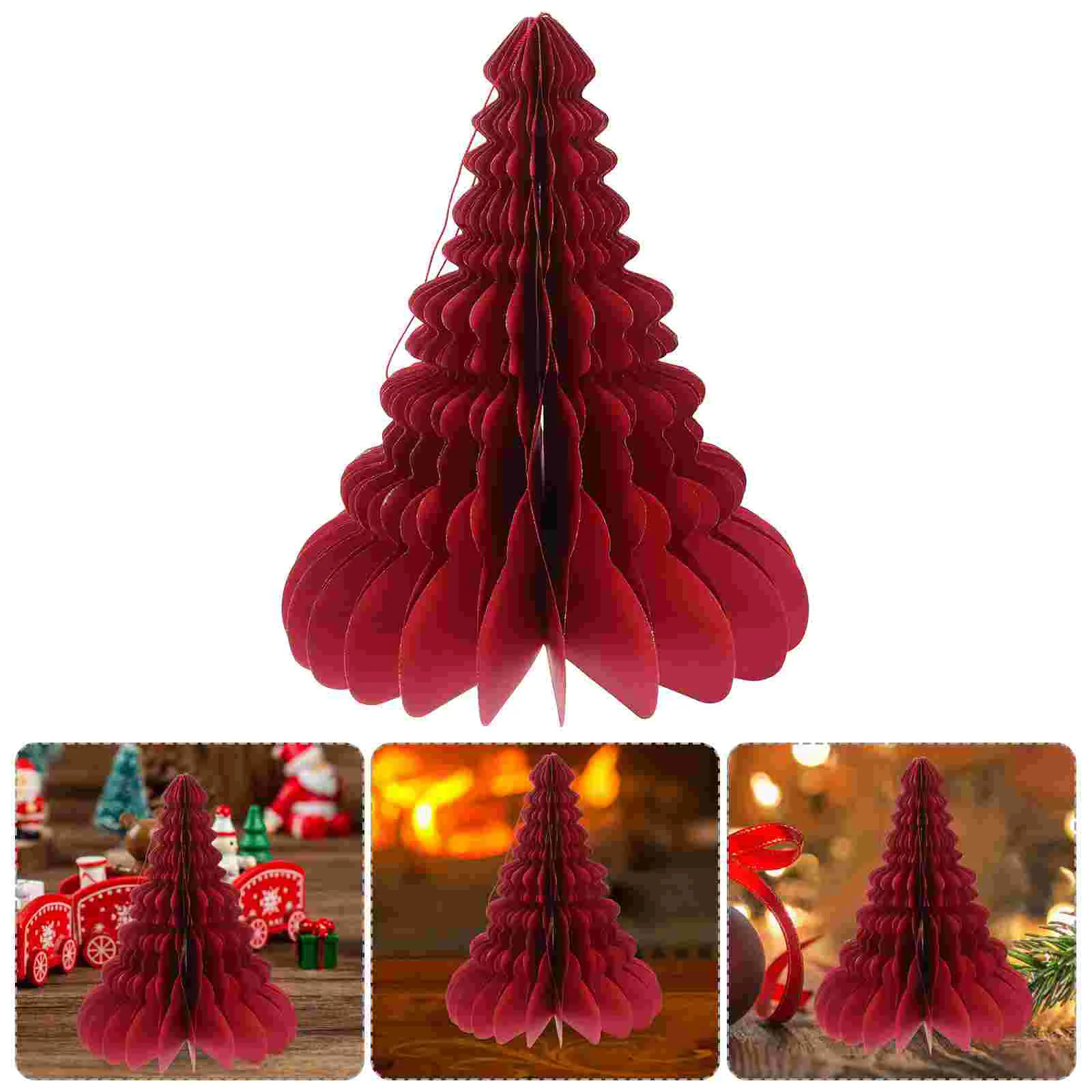 

Three Dimensional Honeycomb Xmas Tree Model Paper Tabletop igami Christmas Trendy Festive Season Versatile Use Compact Size Fits