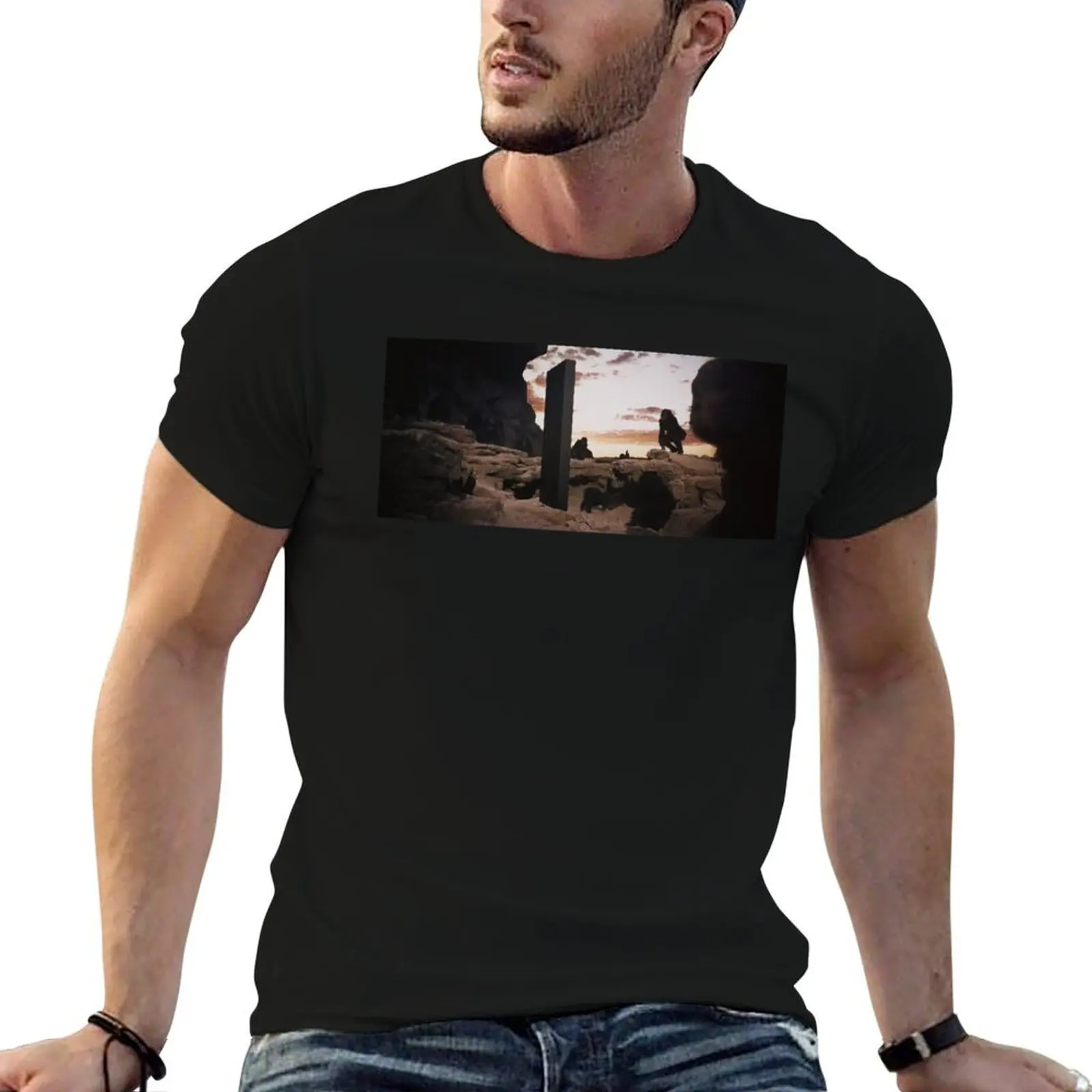 2001 Kubrick Monolith and Apes T-Shirt man t shirt summer t shirts for man cotton T-Shirt