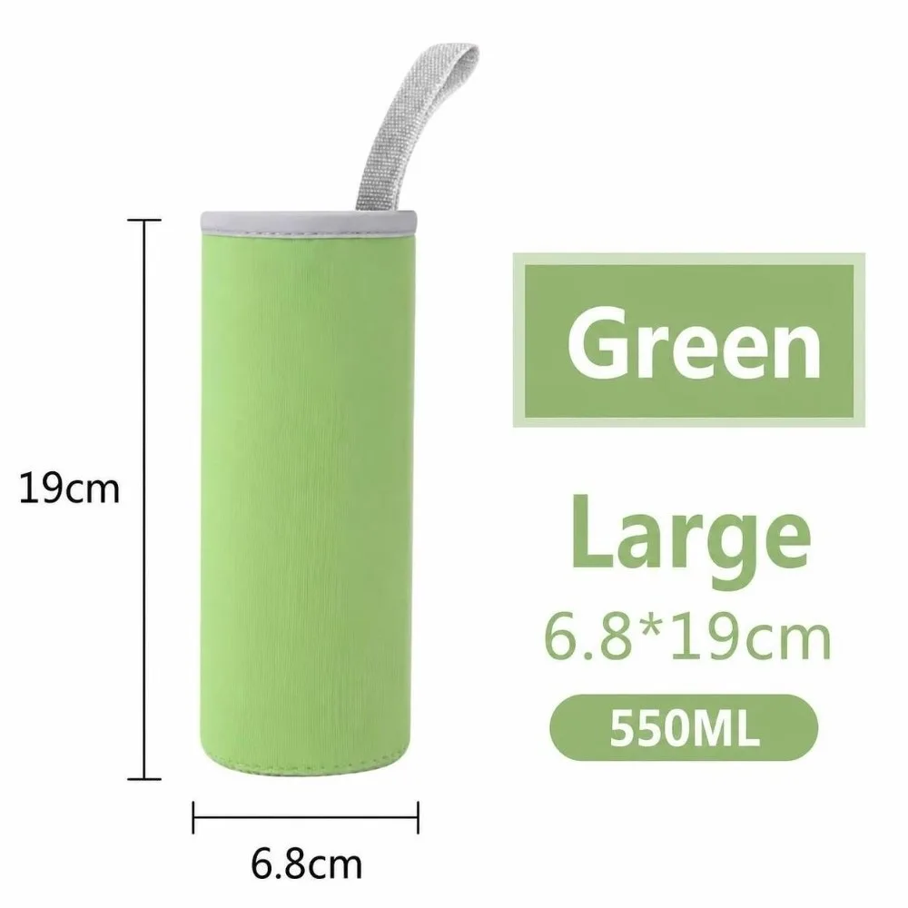 Portable 550/420M Insulated Bottle Cover Heat‑insulated With Handle Water Bottle Sleeve Solid Color Bottle Case