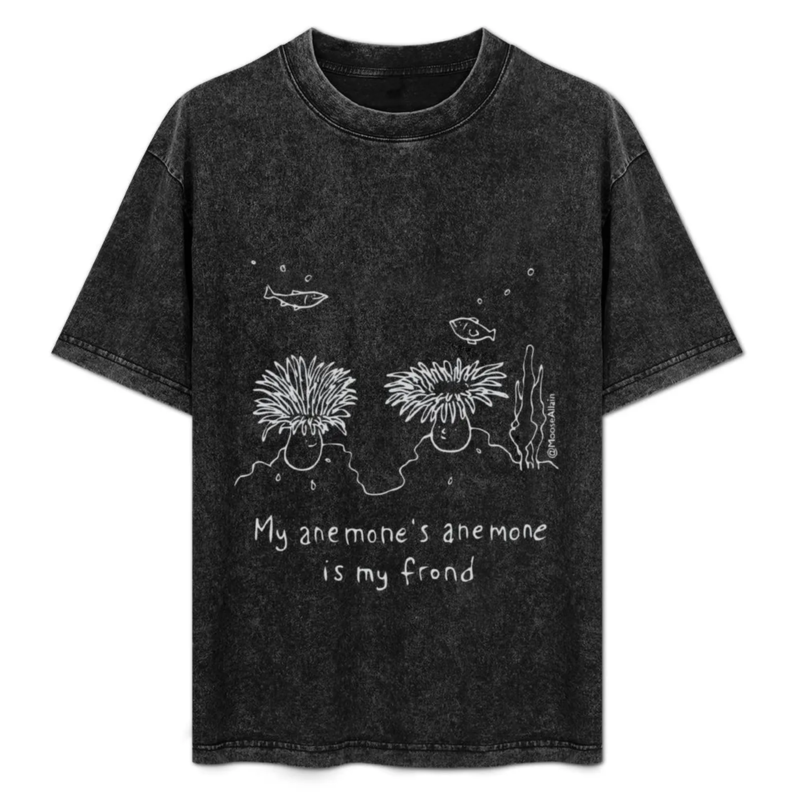 

My anemones's anemone is my frond - Pale print for dark T-Shirt Summer Casual Loose T-Shirt