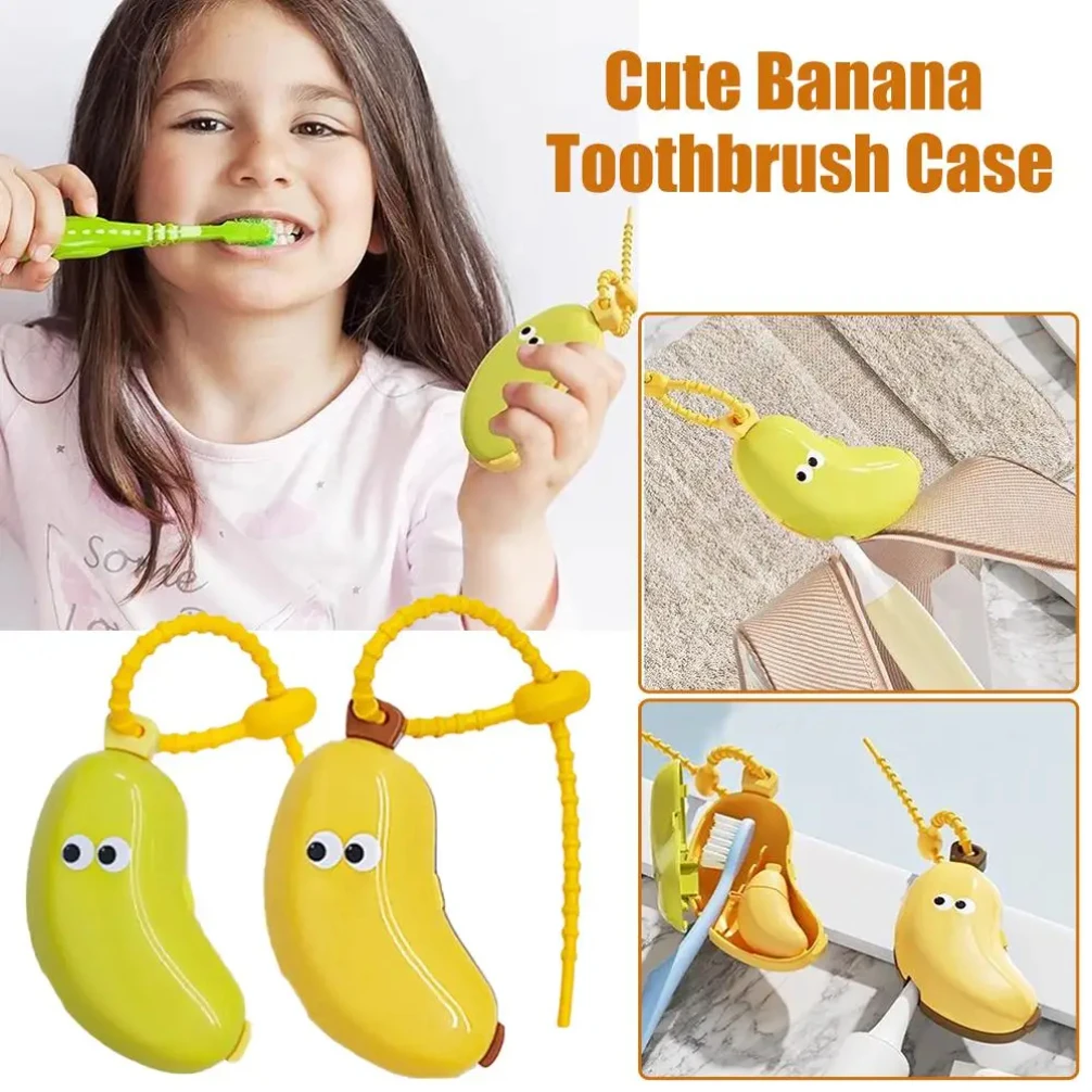 

Cute Toothbrush Holder Must-have Portable Travel Toothbrush Protective Cap Cute Banana Hiking Camping Brush Cap Case