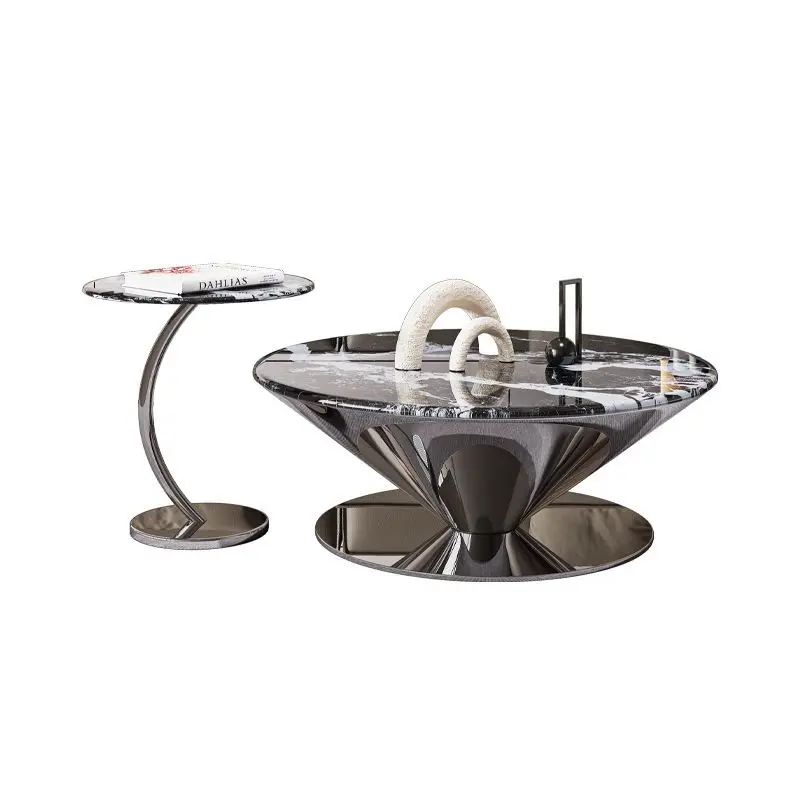 

Light luxury minimalist marble coffee table, simple and modern small apartment in the living room, large and small round
