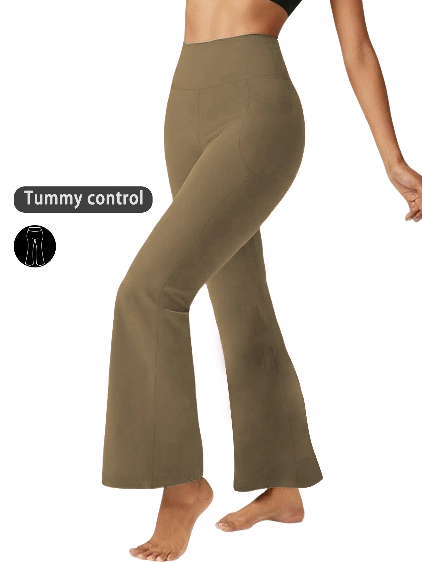 

Women's High Waisted Flare Pants with Pockets - Super Soft Tummy Control Push Up Design for Yoga Gym Workout casual wear