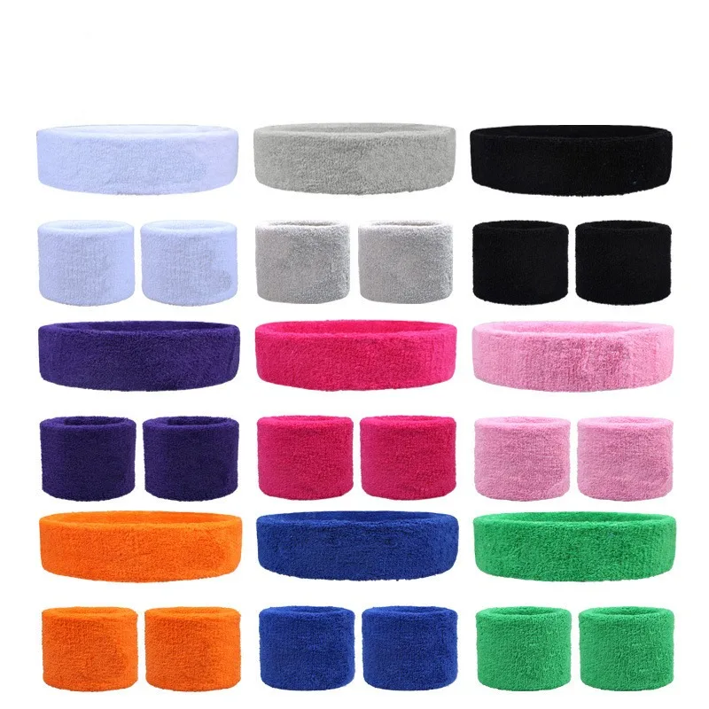 3PCs/set Mens Sports Headband Sweatband Stretch Elastic Outdoor Sport Sweat Headband Wristband Women Gym Running Tennis Headwrap