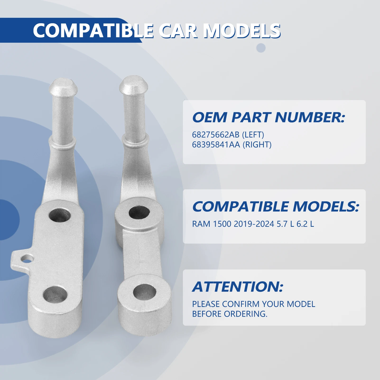 2 قطعة قوس العادم الخمار دعم الجمعية 68275662AB 68395841AA ل دودج رام 1500 2019-2024 5.7 لتر 6.2 لتر