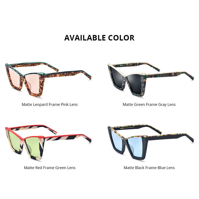 HEPIDEM Matte Acetate Polarized Sunglasses Men 2023 Colorful Retro Trendy Design Cat Eye Sun Glasses UV400 Women Shades H9290T