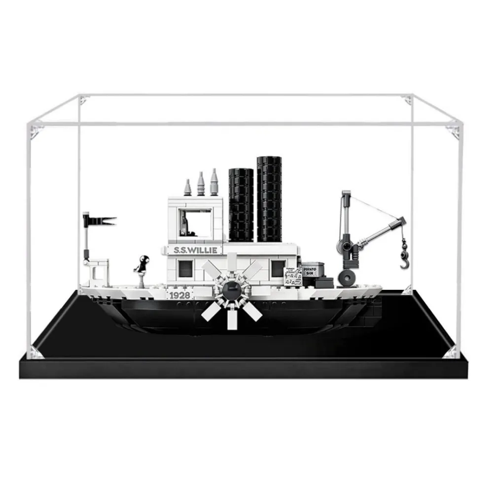 

38 x 20 x 20cm 2mm 3mm Acrylic Display Box For Lego 21317 Steam Boat Building Blocks Showcase Blocks Accessories