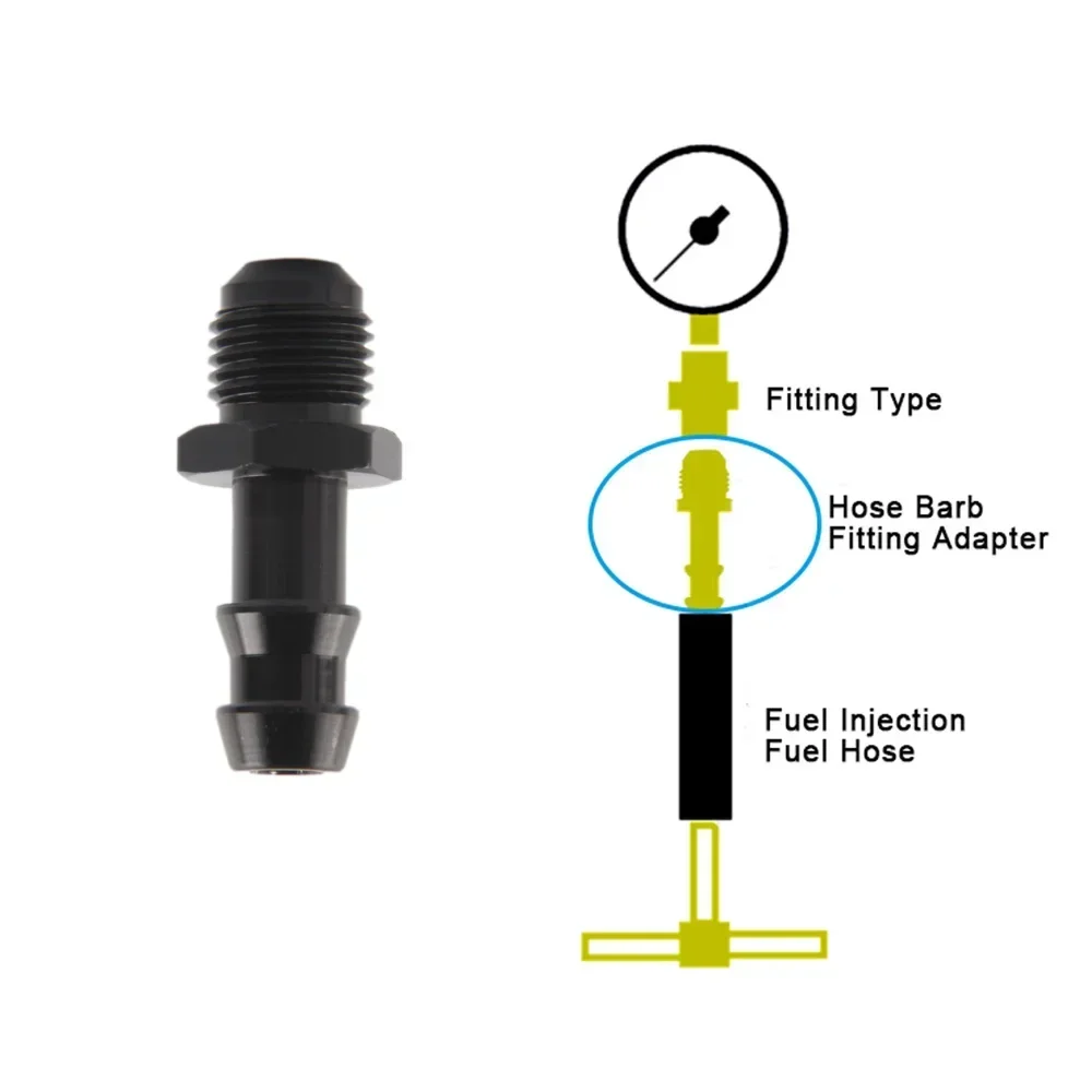 

-6 AN Male to 3/8" Push On Barb Connector Black 6AN Flare to 3/8 Hose Barb Fittings Adapter Aluminum Fuel Line