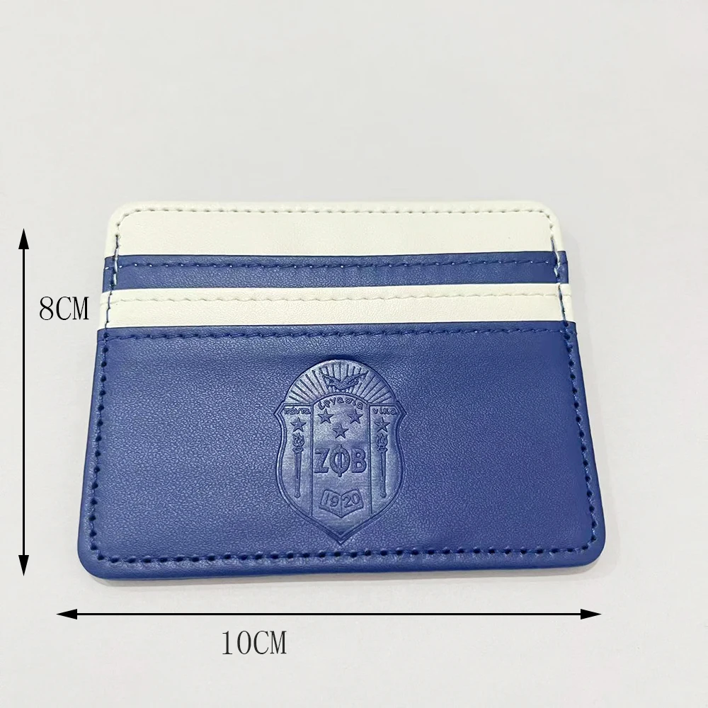 Zeta Phi Beta Greek Logo Letter Shield Double-Sided Blue and White Fraternity Sisters Card Holder