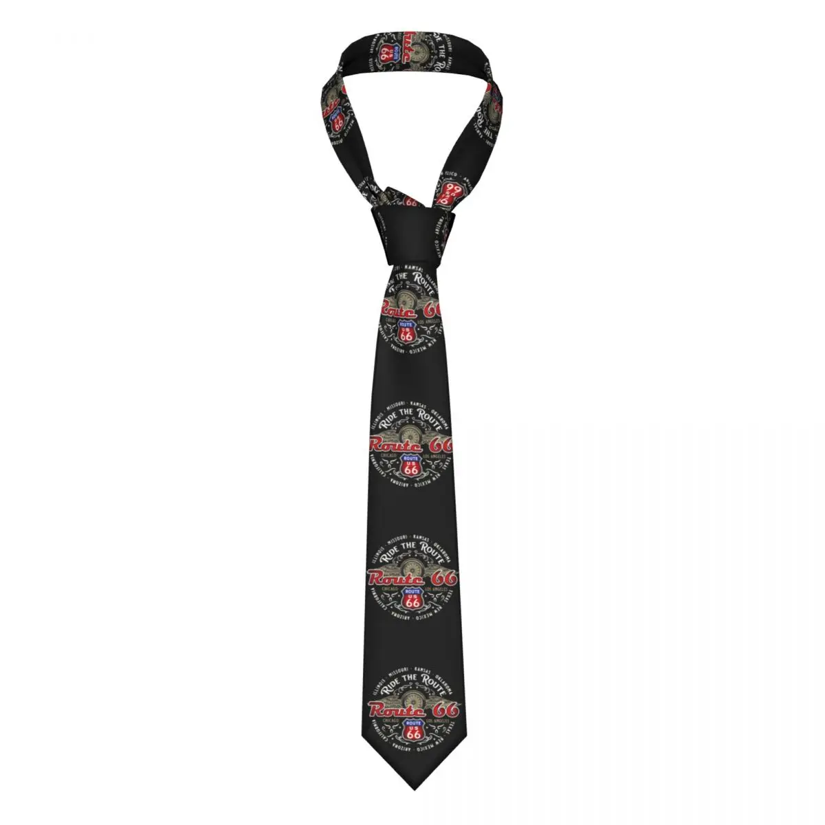 Fashion Ride The Route 66 Biker Motorcycle Cruise America's Highway Tie for Wedding Customized Men The Mother Road Necktie