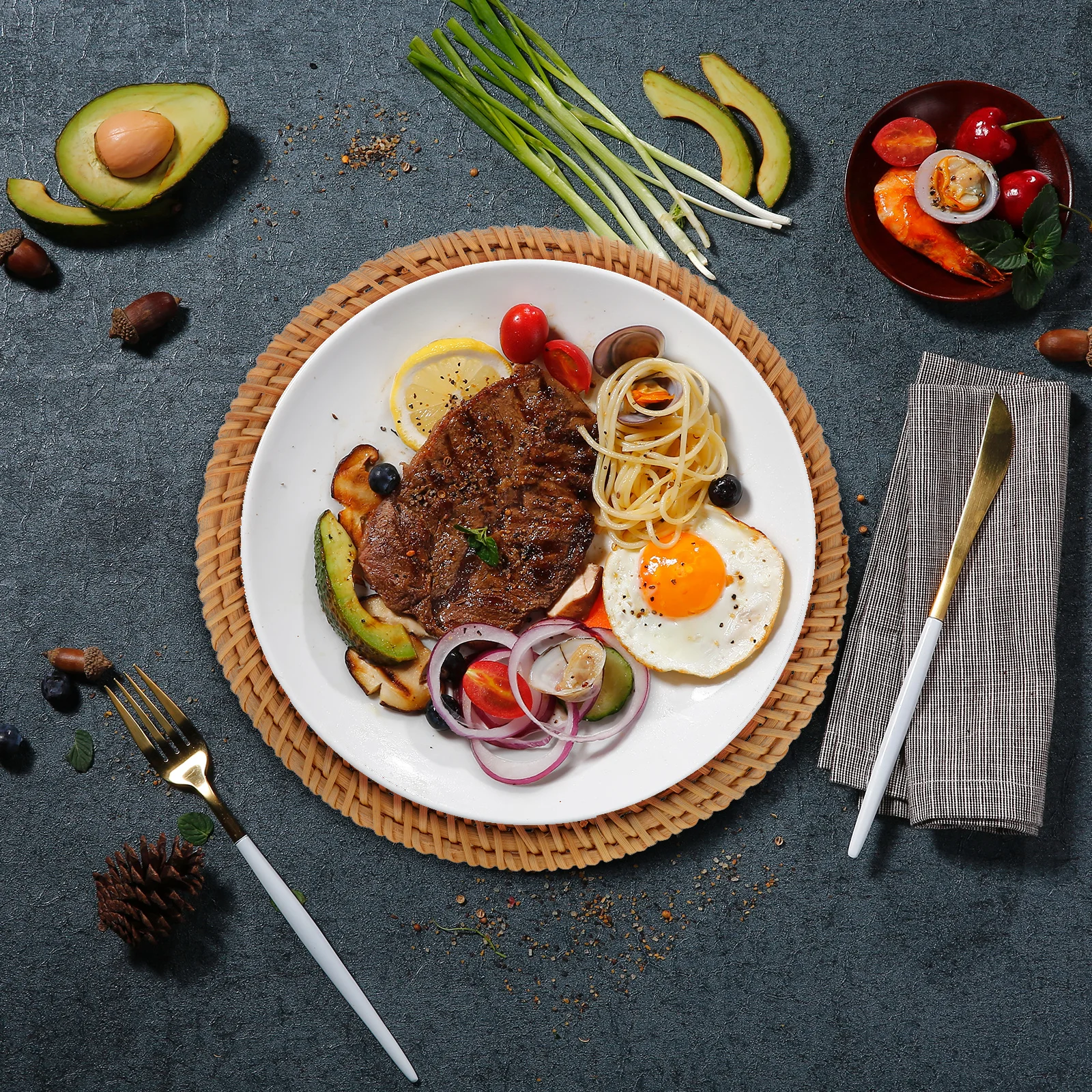 

1Pcs Woven Placemat Dish Mat for Table Heat Proof Dining Table Supplies Decorative Tableware Pad Ideal for Holiday and Scene