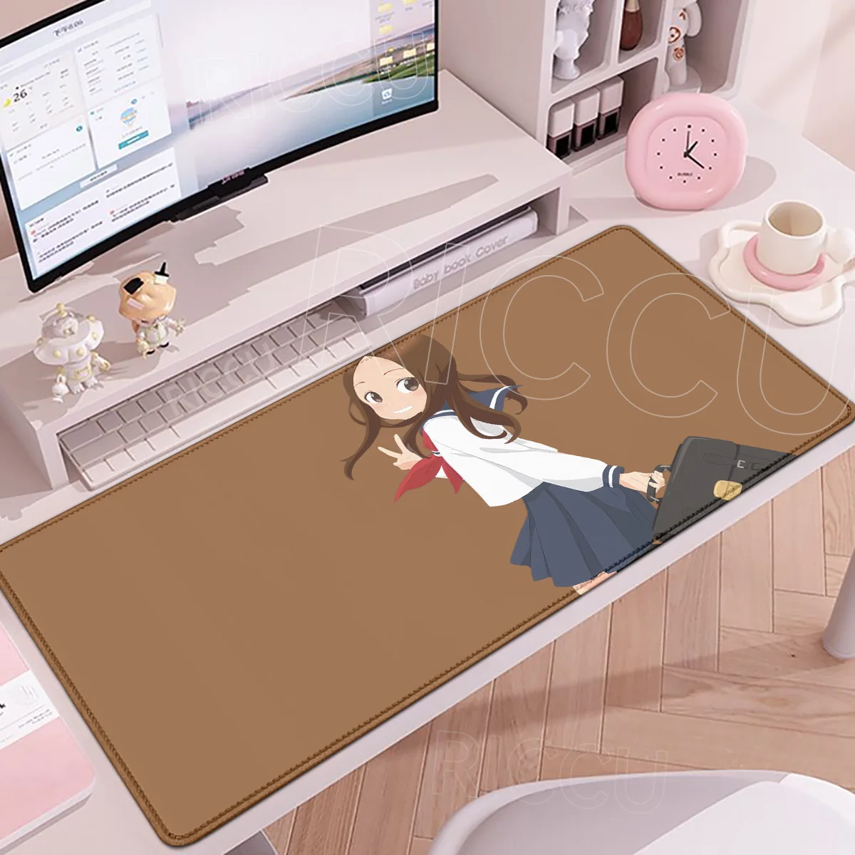 Anime XXL Teasing Master Takagi San Deskpad PC Gamers Computer Keyboard Mousepad Large HD Washable Rubber Locking-Edge Tablemat